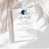 marinekaart en lichtblauwe floral bruiloft informatiekaartje