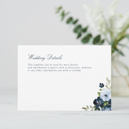 marinekaart en lichtblauwe trouwkaart RSVP kaartje (Staand voorkant)