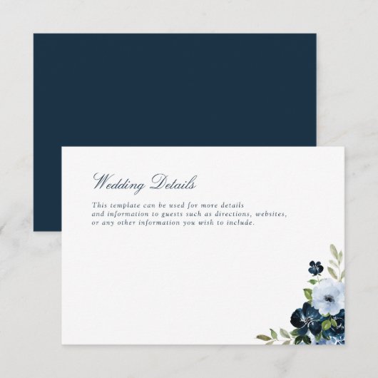 marinekaart en lichtblauwe trouwkaart RSVP kaartje (Voorkant / Achterkant)