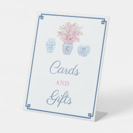 marinekaarten en roze Chinoiserie-weddenschappen Reclamebord Met Voetstuk