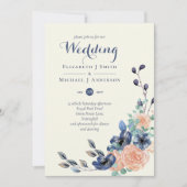 Marinekoraal legance - Floral Wedding Invitations (Voorkant)