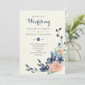 Marinekoraal legance - Floral Wedding Invitations (Staand voorkant)