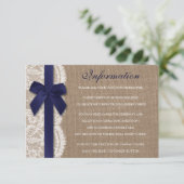 Marinelint op Burlap & Lace Trouwdetail Informatiekaartje (Staand voorkant)