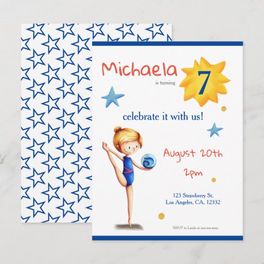 marinemeisje met witte rhythmische gymnastiek met  uitnodiging briefkaart (Voorkant / Achterkant)