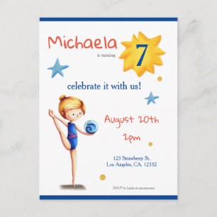 marinemeisje met witte rhythmische gymnastiek met  uitnodiging briefkaart