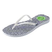 Marinemonogram en Groen Grieks sleutelmonogram Teenslippers (Schuin)