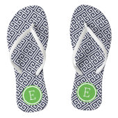 Marinemonogram en Groen Grieks sleutelmonogram Teenslippers (Voetbed)