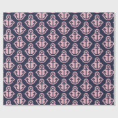 Marinepapier en lichtroze verankeringspapier cadeaupapier (Vlak)