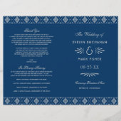  marineprogramma Blue Silver Art Deco Wedding Prog (Voorkant)