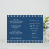  marineprogramma Blue Silver Art Deco Wedding Prog (Staand voorkant)