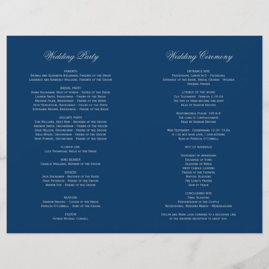  marineprogramma Blue Silver Art Deco Wedding Prog (Achterkant)