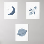 Marineraketschip Moon Planet Outer Space Kinder ka Muurkunst Sets (Voorkant)