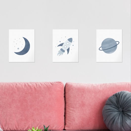 Marineraketschip Moon Planet Outer Space Kinder ka Muurkunst Sets (Woonkamer)