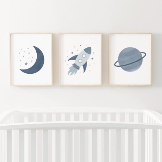 Marineraketschip Moon Planet Outer Space Kinder ka Muurkunst Sets