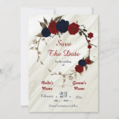 marinerode bloemen bronzen bladeren florale adem save the date (Voorkant)