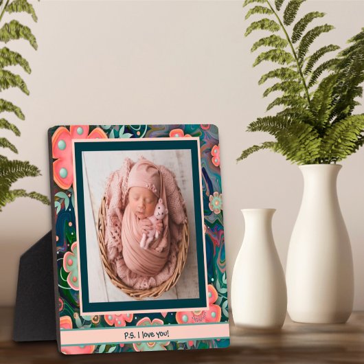  marineroze bloemige Schattigee foto Gepersonalise Fotoplaat