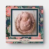  marineroze bloemige Schattigee foto Gepersonalise Fotoplaat (Voorkant)