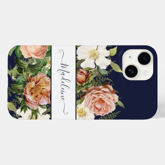 marineroze in White Floral met bloemen Case-Mate iPhone Case (Achterkant (horizontaal))