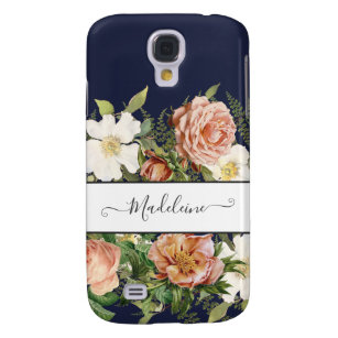  marineroze in White Floral met  bloemen Galaxy S4 Hoesje