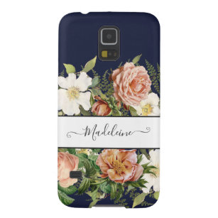  marineroze in White Floral met  bloemen Galaxy S5 Hoesje