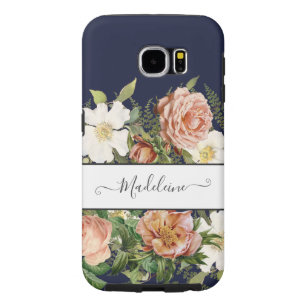  marineroze in White Floral met  bloemen Samsung Galaxy S6 Hoesje