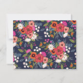 Marineroze Oranje Boho Floral Border met naam Notitiekaartje (Achterkant)