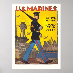 Marines - actieve dienst - land, zee, lucht poster