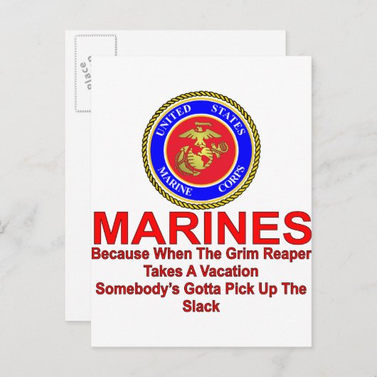 Marines omdat wanneer de Reaper een vakantie neemt Briefkaart (Voorkant / Achterkant)
