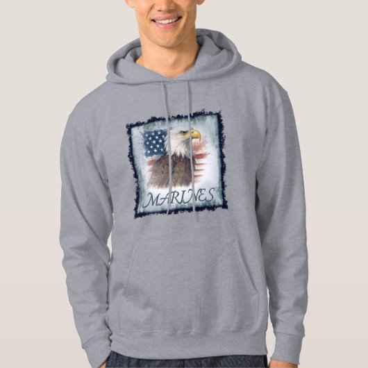 "Marines" over eagle & flag hoodie (Voorkant)