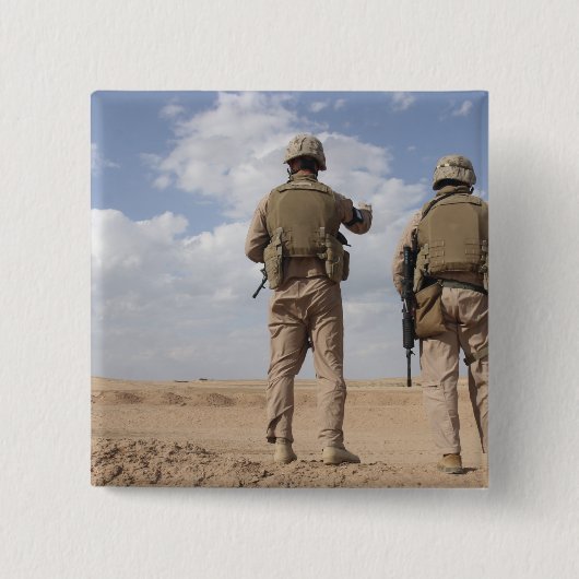 Marines scannen de tijdshorizon voor de activiteit vierkante button 5,1 cm (Voorkant)