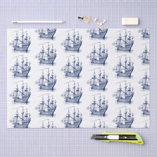 -marinesailingbakpatroon tissuepapier (Craft)