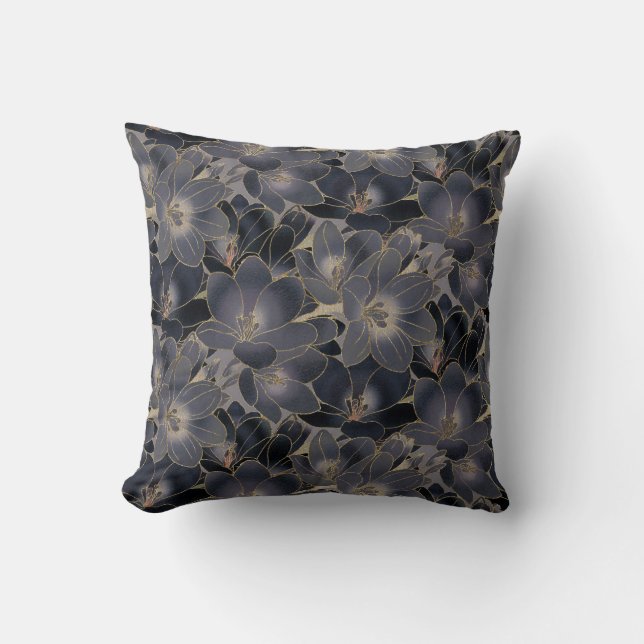  marinesblauw en rokergrijs flessenpatroon kussen (Voorkant)