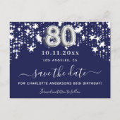 marinesblauwe sterren van het 80e verjaardagsfeest aankondigingskaart (Voorkant)