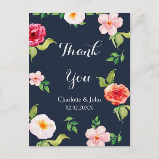 marinesbloemen bruiloft met waterverf briefkaart (Voorkant)