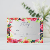 marinesbloemen bruiloft met waterverf RSVP kaartje (Staand voorkant)