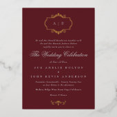 marineschandaal romantisch klassieke monogram brui folie uitnodiging (Voorkant)