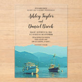 marineschepen kustbestemming bruiloft acryl uitnodigingen (Voorkant)