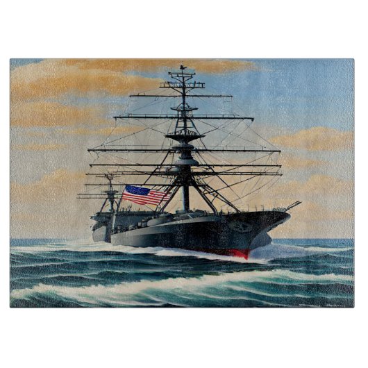 Marineschip Glas Snijplank (Voorkant)