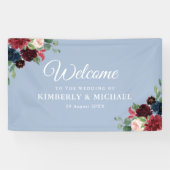 marineschoen en bloesse bruinblauwe bruiloft spandoek (Horizontaal)