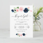 marineschok en bloesse viool onthullen uitnodiging (Staand voorkant)