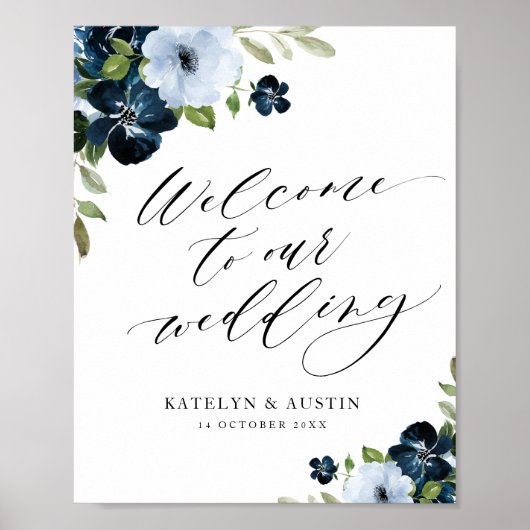 marineschool en lichtblauw welkomstbord poster (Voorkant)