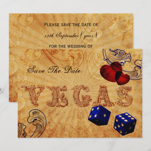  marineschoorsteen Vegas sla de datum op Save The Date (Voorkant / Achterkant)