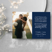 Marineschrift gedrukt bericht bruiloft dank u bedankkaart