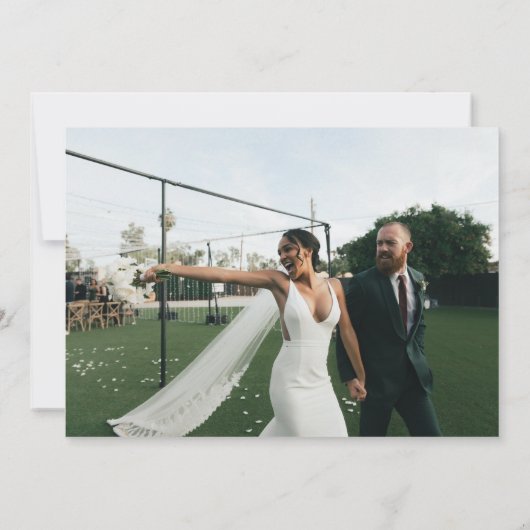 Marineschrift gedrukt bericht bruiloft dank u bedankkaart (Achterkant)