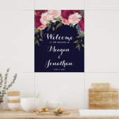 marineschrift rozen floral bruiloft welkomstbord poster (Keuken)