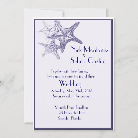 marineschrift zee star - huwelijksuitnodiging kaart (Voorkant)