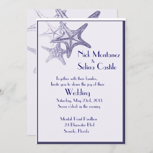 marineschrift zee star - huwelijksuitnodiging kaart (Voorkant / Achterkant)
