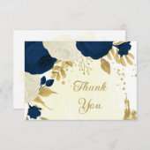 marineslag en witte bloemen gouden botanische brui bedankkaart (Voorkant / Achterkant)