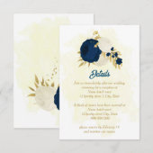 marineslag en witte bloemen gouden botanische brui informatiekaartje (Voorkant / Achterkant)