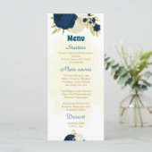 marineslag en witte bloemen gouden botanische brui menu (Staand voorkant)